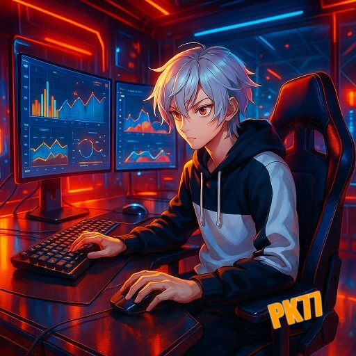 Imagem promocional da PK77 mostrando a plataforma e suas vantagens