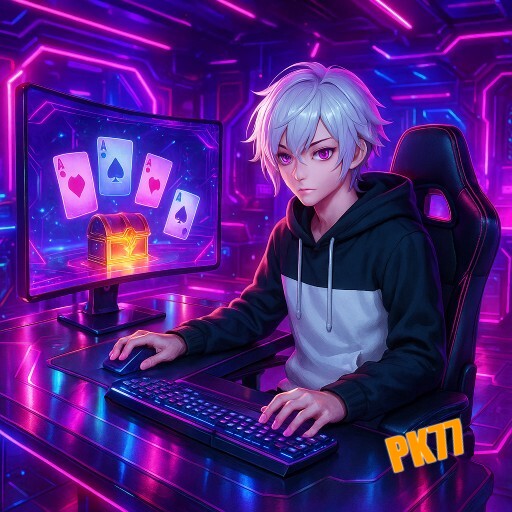 Imagem promocional da PK77 mostrando a plataforma e suas vantagens