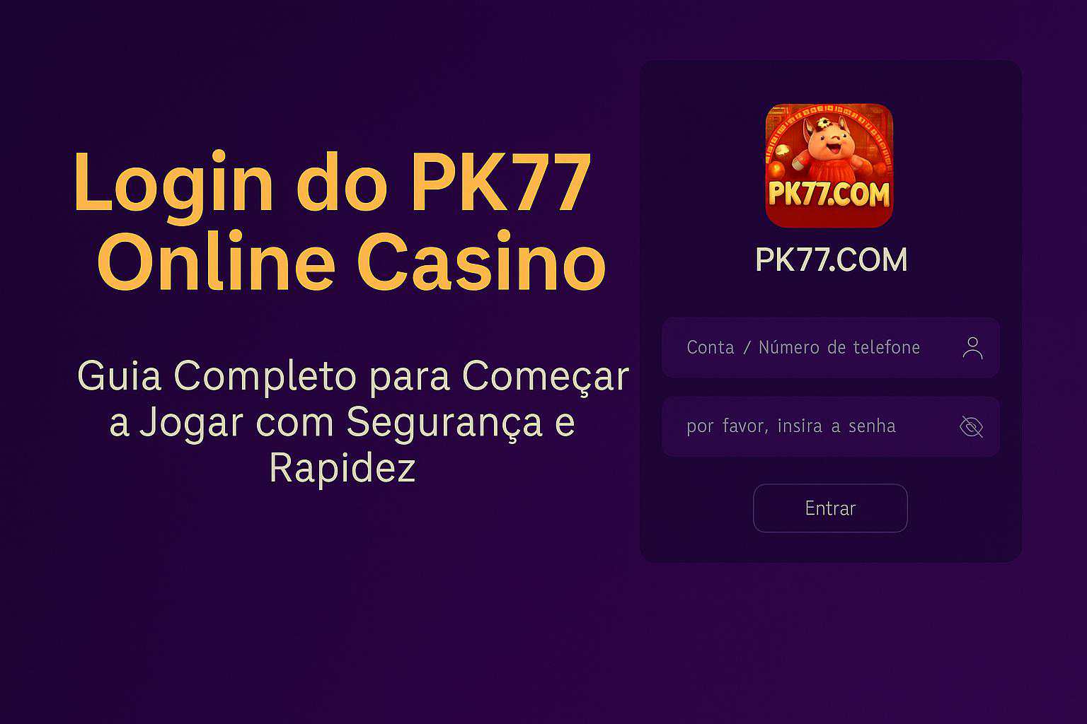 Criar uma nova Conta no plataforma PK77